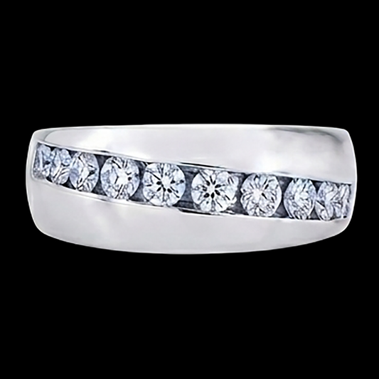 1.25 Ct Round Cut Natural Earth Mined Diamond Mens Wedding Band Ring14K White Gold