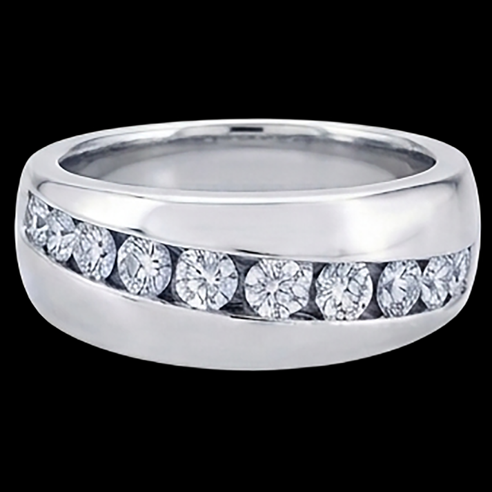 1.25 Ct Round Cut Natural Earth Mined Diamond Mens Wedding Band Ring14K White Gold