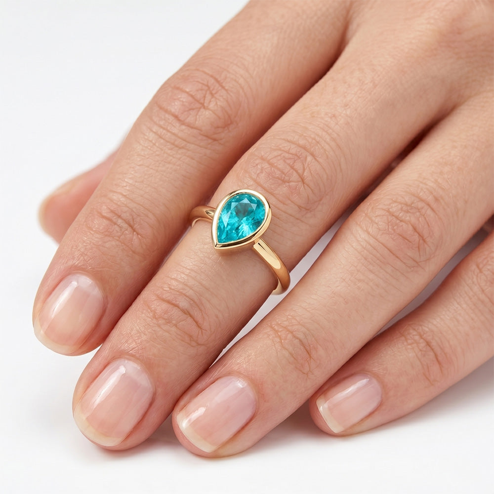1.25 ct Paraiba Tourmaline Gemstone Ring in 14K Yellow Gold