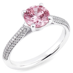 1.26 Ct Round Pink Sapphire Center Wedding Gemstone Ring