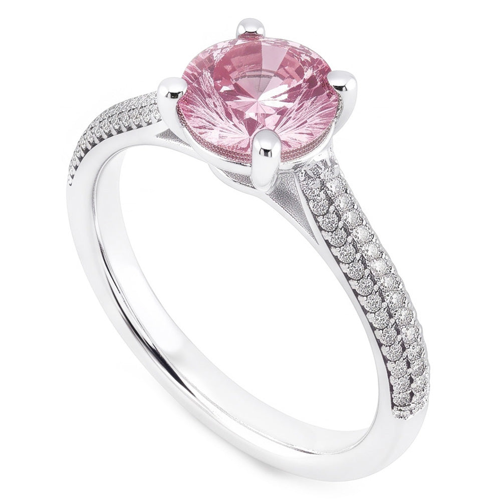 1.26 Ct Round Pink Sapphire Center Wedding Gemstone Ring