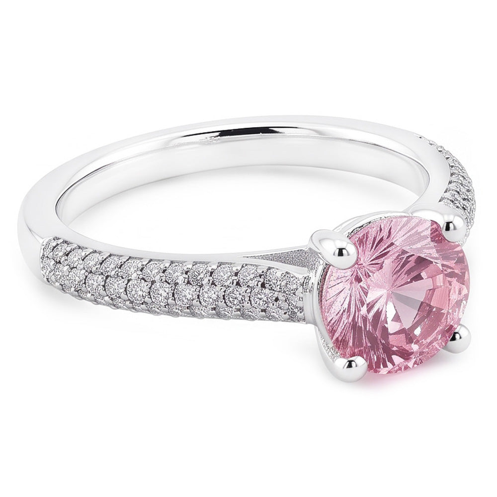 1.26 Ct Round Pink Sapphire Center Wedding Gemstone Ring