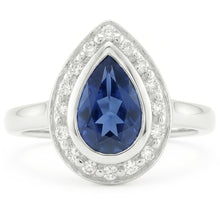 1.30 Ct Ceylon Sapphire Pear Natural Earth Mined Diamonds Wedding Ring