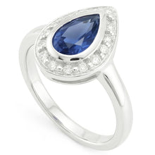 1.30 Ct Ceylon Sapphire Pear Natural Earth Mined Diamonds Wedding Ring