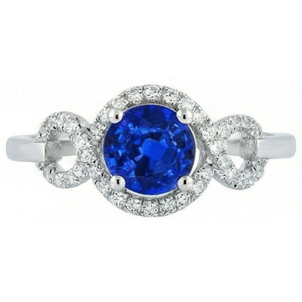 1.35 Ct Ceylon Sapphire Gemstone Round Cut Natural Earth Mined Diamond Ring