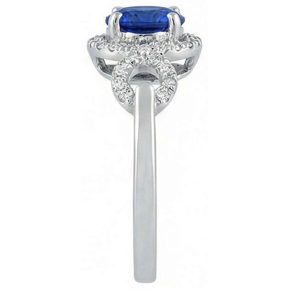 1.35 Ct Ceylon Sapphire Gemstone Round Cut Natural Earth Mined Diamond Ring