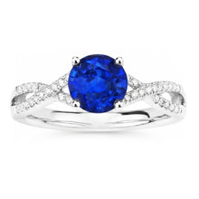 1.35 Ct Round Ceylon Sapphire Natural Earth Mined Diamond Wedding Ring