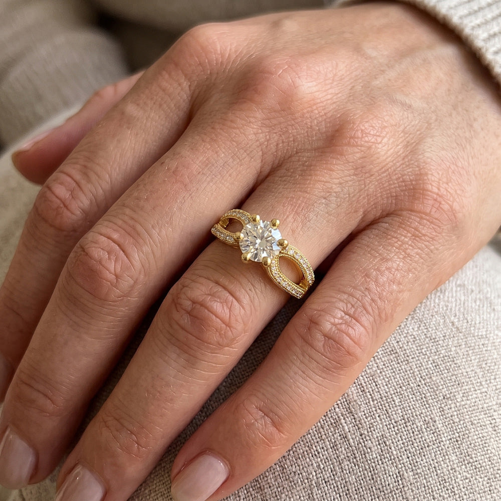 1.4 Ct Natural Earth Mined Diamond Genuine Wedding Ring 14K Yellow Gold Six Prong Set
