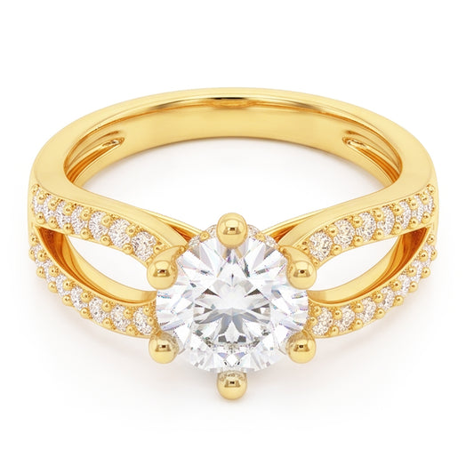1.4 Ct Natural Earth Mined Diamond Genuine Wedding Ring 14K Yellow Gold Six Prong Set