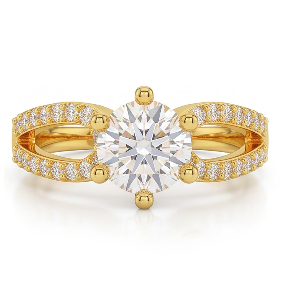 1.4 Ct Natural Earth Mined Diamond Genuine Wedding Ring 14K Yellow Gold Six Prong Set