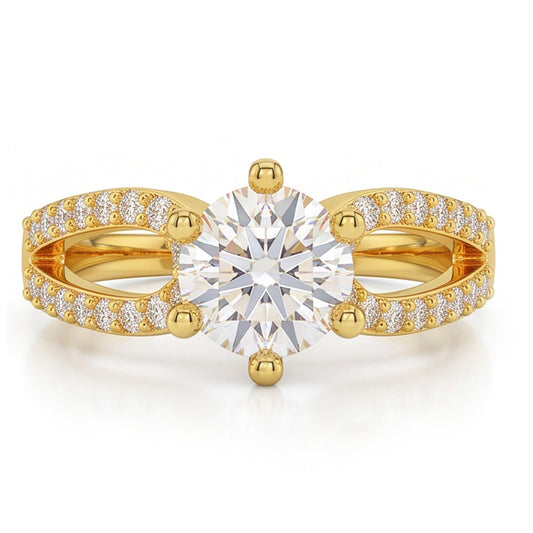 1.4 Ct Natural Earth Mined Diamond Genuine Wedding Ring 14K Yellow Gold Six Prong Set