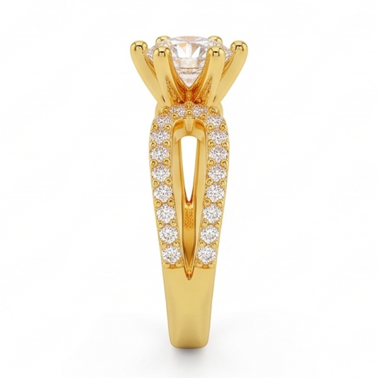1.4 Ct Natural Earth Mined Diamond Genuine Wedding Ring 14K Yellow Gold Six Prong Set
