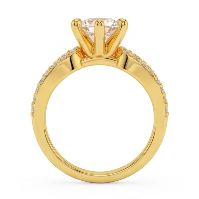 1.4 Ct Natural Earth Mined Diamond Genuine Wedding Ring 14K Yellow Gold Six Prong Set