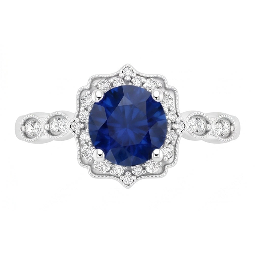 1.4 Ct Round Cut Sri Lanka Sapphire Gem Stone Ring