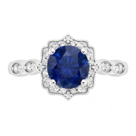 1.4 Ct Round Cut Sri Lanka Sapphire Gem Stone Ring