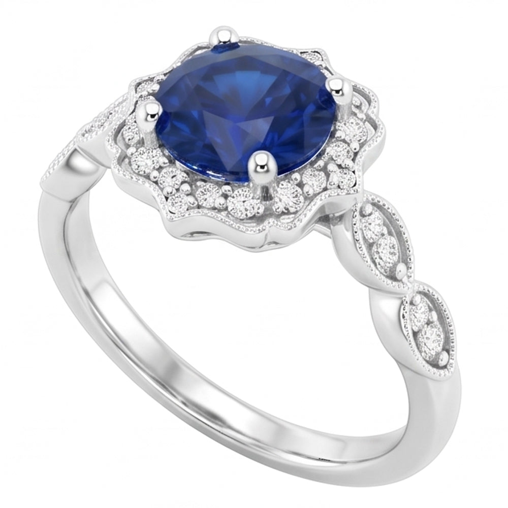1.4 Ct Round Cut Sri Lanka Sapphire Gem Stone Ring