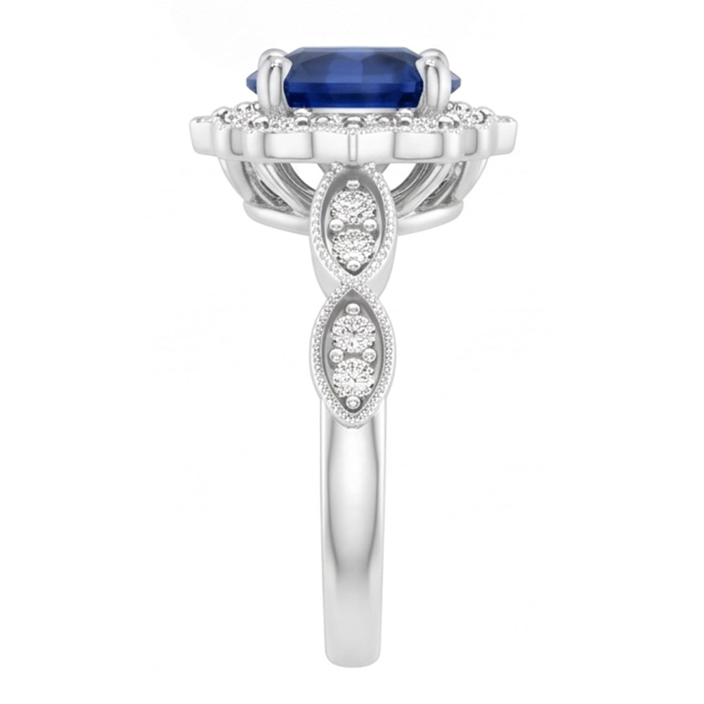 1.4 Ct Round Cut Sri Lanka Sapphire Gem Stone Ring