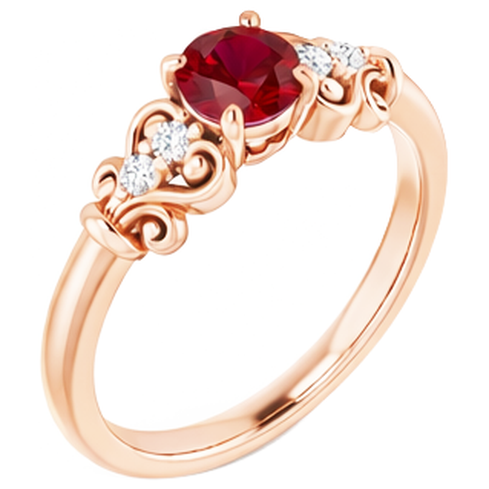 1.40 Carats Rose Gold 14K Natural Earth Mined Diamond Round Ruby Ring