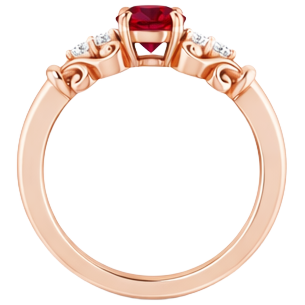 1.40 Carats Rose Gold 14K Natural Earth Mined Diamond Round Ruby Ring