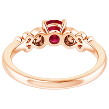 1.40 Carats Rose Gold 14K Natural Earth Mined Diamond Round Ruby Ring