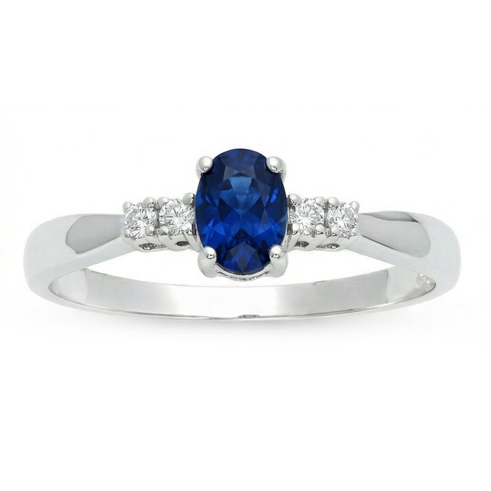 1.40 Ct Ceylon Sapphire With Natural Earth Mined Diamond Five Stone Wedding Ring