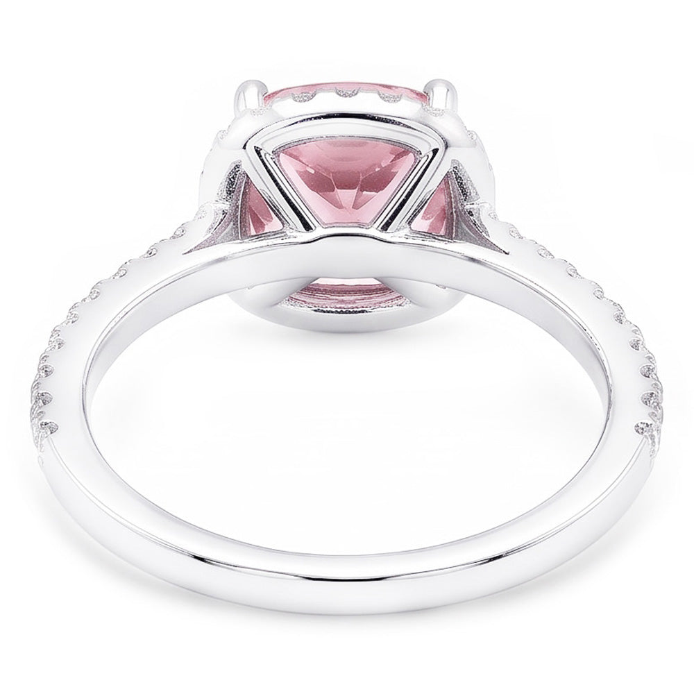 1.41 Ct Cushion Pink Sapphire Anniversary Halo Ring Gemstone