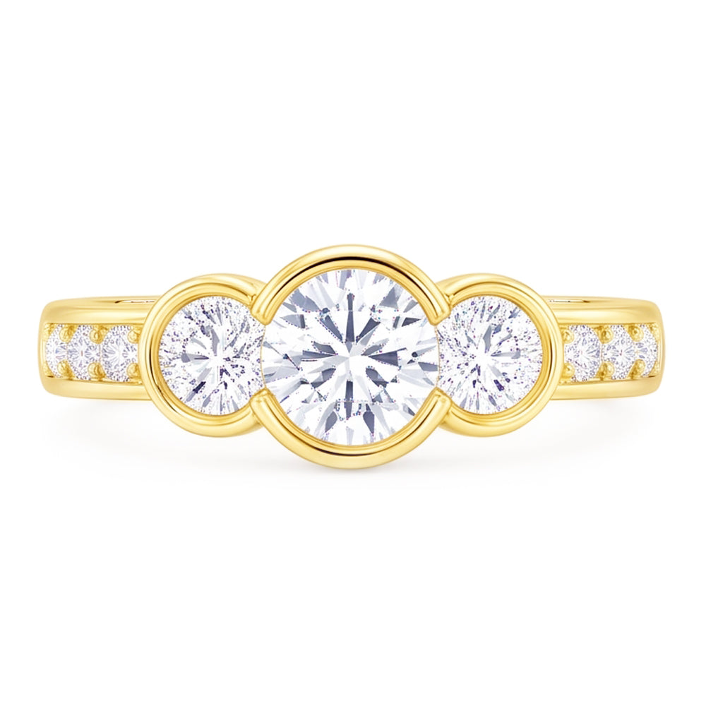 1.43 Ct Three Stone Style Real Natural Earth Mined Diamond Engagement Ring