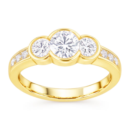 1.43 Ct Three Stone Style Real Natural Earth Mined Diamond Engagement Ring