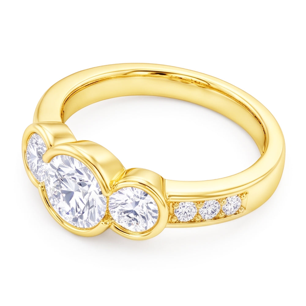 1.43 Ct Three Stone Style Real Natural Earth Mined Diamond Engagement Ring