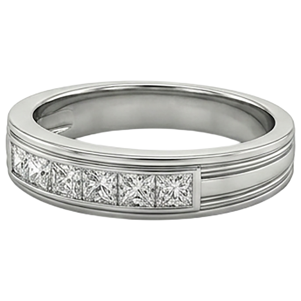 1.5 Ct Princess Cut Mens Real Natural Earth Mined Diamond Wedding Ring