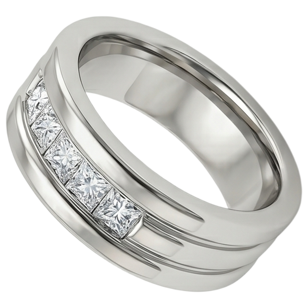 1.5 Ct Princess Cut Mens Real Natural Earth Mined Diamond Wedding Ring