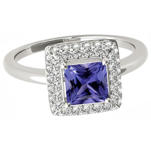 1.5 Ct Princess Cut Tanzanite With Natural Earth Mined Diamond Ring White Gold