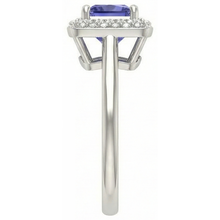 1.5 Ct Princess Cut Tanzanite With Natural Earth Mined Diamond Ring White Gold