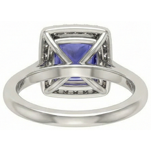 1.5 Ct Princess Cut Tanzanite With Natural Earth Mined Diamond Ring White Gold