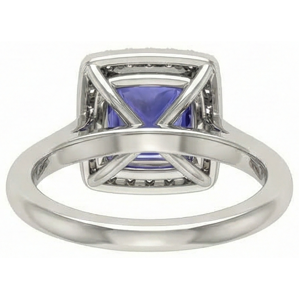 1.5 Ct Princess Cut Tanzanite With Natural Earth Mined Diamond Ring White Gold