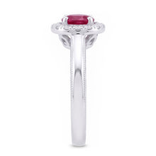 1.5 Ct Round Cut Red Sapphire Natural Earth Mined Diamond Ring White Gold