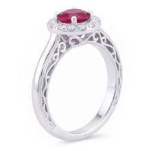 1.5 Ct Round Cut Red Sapphire Natural Earth Mined Diamond Ring White Gold