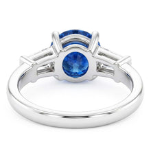 1.5 Ct Sri Lanka Sapphire And Baguette Natural Earth Mined Diamond 3 Stone Ring