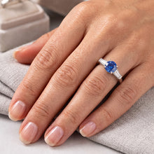1.5 Ct Sri Lanka Sapphire And Baguette Natural Earth Mined Diamond 3 Stone Ring