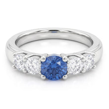 1.50 Carats Blue Natural Earth Mined Diamond 5 Stone Anniversary Ring 14K White Gold