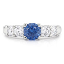 1.50 Carats Blue Natural Earth Mined Diamond 5 Stone Anniversary Ring 14K White Gold