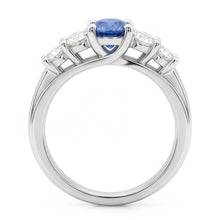 1.50 Carats Blue Natural Earth Mined Diamond 5 Stone Anniversary Ring 14K White Gold