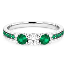 1.50 Carats Emerald & Natural Earth Mined Diamond Ring White Gold 14K