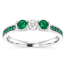 1.50 Carats Emerald & Natural Earth Mined Diamond Ring White Gold 14K