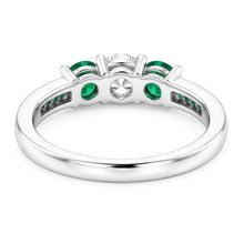 1.50 Carats Emerald & Natural Earth Mined Diamond Ring White Gold 14K