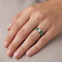 1.50 Carats Emerald & Natural Earth Mined Diamond Ring White Gold 14K