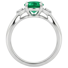 1.50 Carats Green Emerald Ring Twisted Shank White Gold 14K