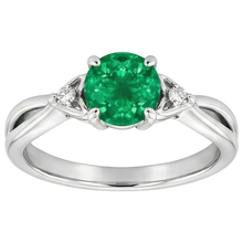 1.50 Carats Green Emerald Ring Twisted Shank White Gold 14K