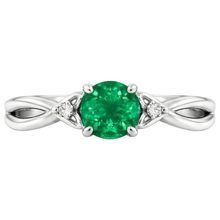 1.50 Carats Green Emerald Ring Twisted Shank White Gold 14K