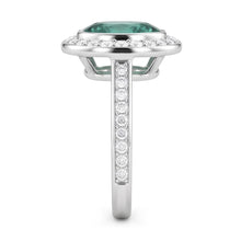 1.50 Carats Green Oval Sapphire And Natural Earth Mined DIAMOND ( NOT LAB GROWN ) Ring White Gold 14K